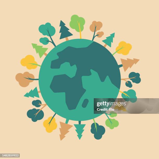 earth tree conservation planet background - ethical-consumerism stock illustrations