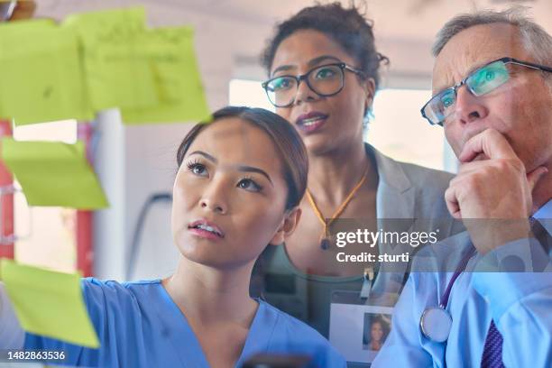 medical team brainstorm - doctor-white-board stock pictures, royalty-free photos & images