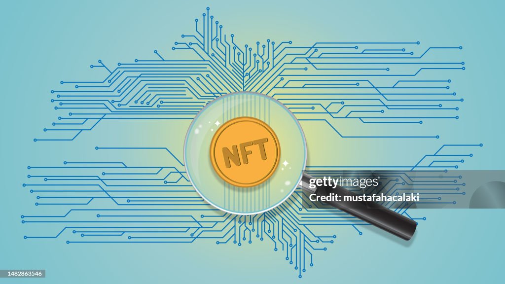 Computer circuit connects to a non-fungible token and a magnifying glass examines them