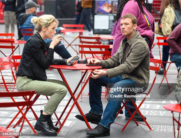 Sam Worthington is seen on the set of "Relay" on April 17, 2023 in New York City.