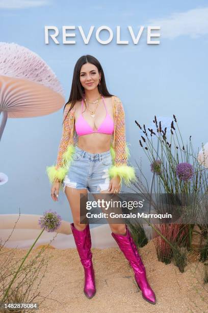 Victoria Justice attends REVOLVE Festival 2023, Thermal, CA - Day 2 on April 16, 2023 in Thermal, California.