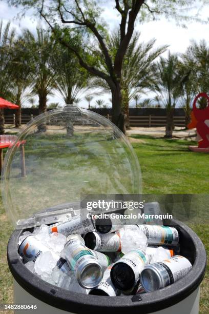 Drinks are served during REVOLVE Festival 2023, Thermal, CA - Day 2 on April 16, 2023 in Thermal, California.