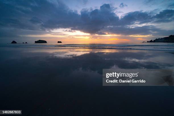 sunrise at whangamata beach in new zealand, coastal sunrises, landscape photography - north island new zealand stock pictures, royalty-free photos & images