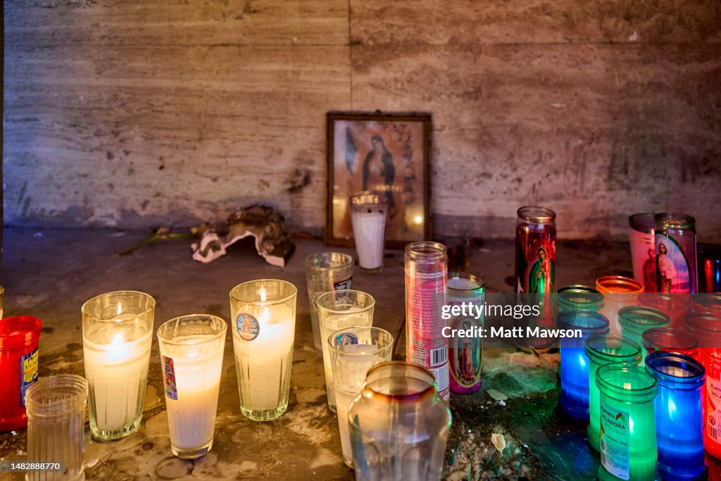 A Shrine to the Our Lady The Virgin of Guadalupe on a street in Mazatlán Sinaloa Mexico