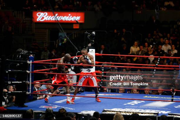 Devon Alexander defeats DeMarcus Corley by Unaimous Decision during their Super Lightweight fight at Madison Square Garden on January 19, 2008 in New...