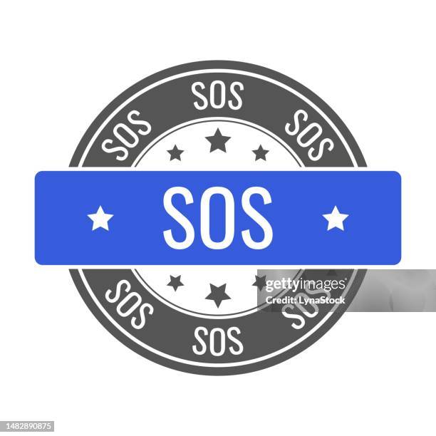 sos stamp, seal. vector badge, icon template. illustration isolated on white background. - sos stock illustrations