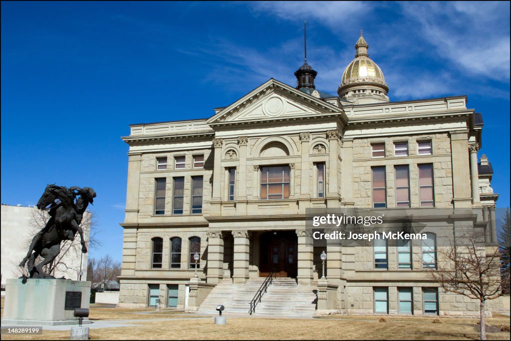 Wyoming capital building with Cowboy