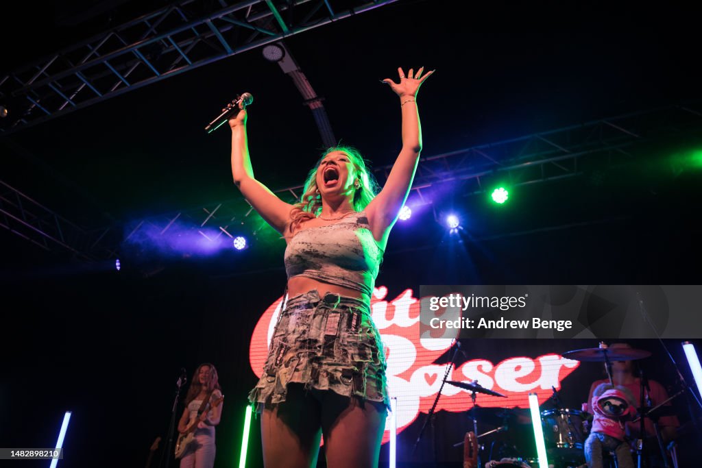 Baser Caity Baser performs at Leeds University on April 17, 2023 in Leeds ...