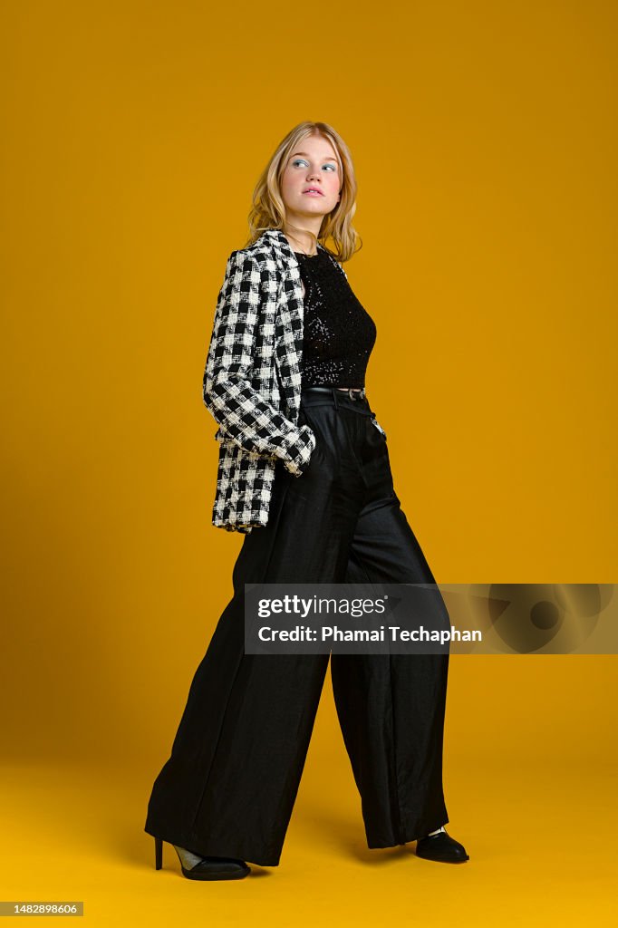 Fashionable woman in suit