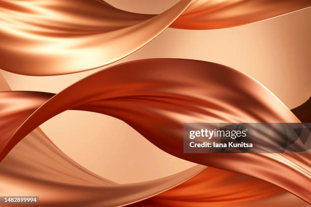 beige silk. glossy splash of foundation for skin on brown background. 3d metallic pattern. products for makeup and skin care. skin tone. - ruban soie photos et images de collection
