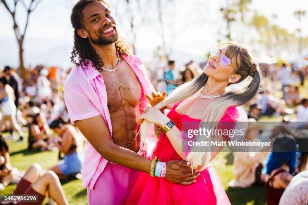 Festivalgoers are seen during the 2023 Coachella Valley Music and Arts Festival on April 16, 2023 in Indio, California.