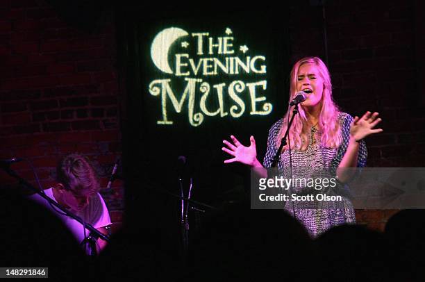 Philip Mace and Annie Prentice perform at The Evening Muse during open-mic night on July 11, 2012 in Charlotte, North Carolina. The Evening Muse,...