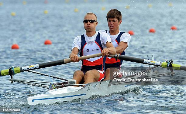 Matous Lorenc and Jan Hajek of Czech Republic in the Lightweight Men's Pair Semi-Final during Day 3 of the 2012 FISA World Rowing U23 Championships...