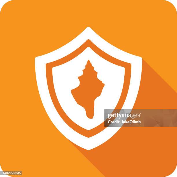 shield conch shell icon silhouette 2 - conch stock illustrations