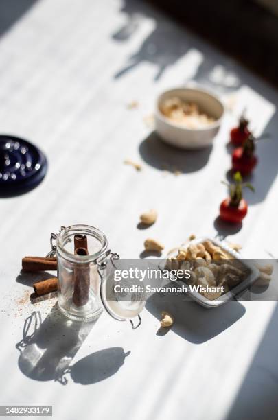 paleo apple crisp - meal prep dessert and breakfast - apple crumble stock pictures, royalty-free photos & images