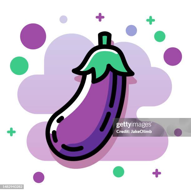 eggplant icon line art - aubergine emoji stock illustrations