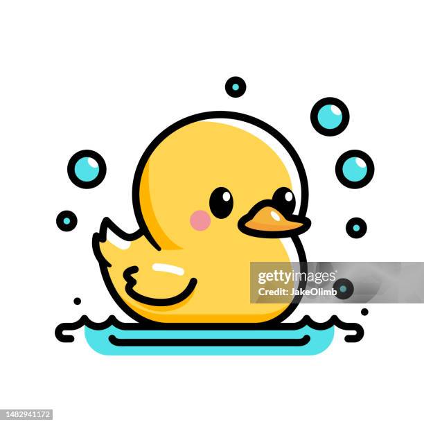 bildbanksillustrationer, clip art samt tecknat material och ikoner med rubber duck icon line art - badanka