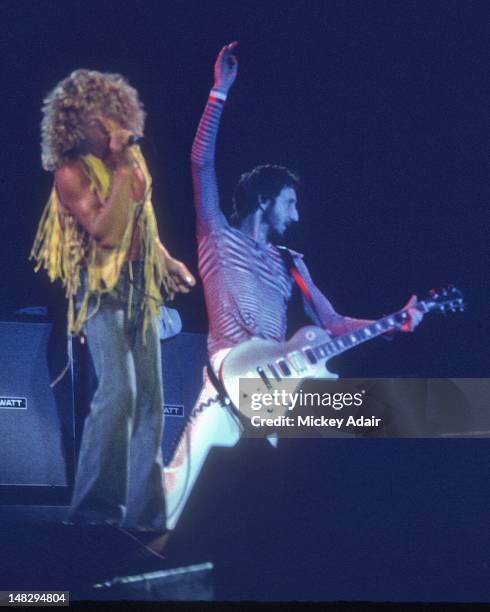 Roger Daltrey and Pete Townshend performs with The Who at The Gator Bowl in Jacksonville, FL on August 7, 1976.