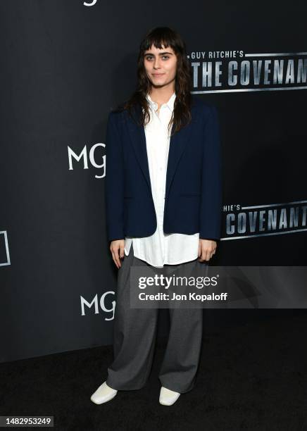 Ally Ioannides attends the Los Angeles Premiere of MGM's Guy Ritchie's "The Covenant" at Directors Guild Of America on April 17, 2023 in Los Angeles,...