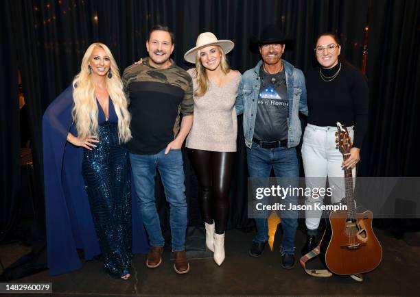 Becca Bowen, Ty Herndon, Morgan Myles, Keith Burns and Allie Colleen attend Center Stage Magazine Live From The Loveless Barn Music Series at The...