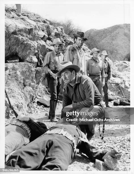 Errol Flynn as a captain of a U.S. Cavalry unit in the 1870's from the television series 'Playhouse 90-Without Incident', 1957.