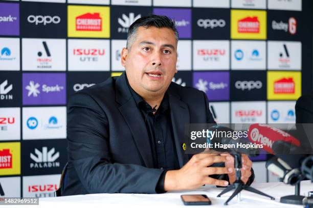 Newly appointed Head Coach Giancarlo Italiano speaks to media during a media opportunity announcing the new Wellington Phoenix A-League head coach at...