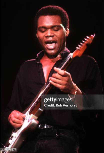Blues guitarist Robert Cray performs on stage at Ahoy, Rotterdam, Netherlands, on 30th October 1988.