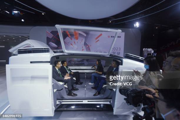 Didi Neuron robotaxi concept car is on display during the 20th Shanghai International Automobile Industry Exhibition at the National Exhibition and...