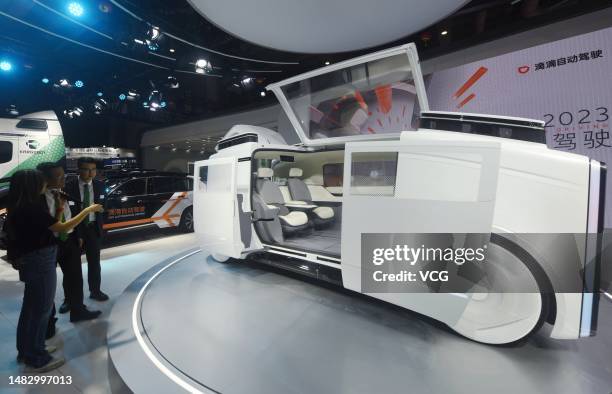 Didi Neuron robotaxi concept car is on display during the 20th Shanghai International Automobile Industry Exhibition at the National Exhibition and...