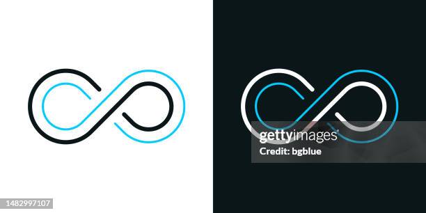 unendlichkeit. zweifarbiges liniensymbol auf schwarzem oder weißem hintergrund - bearbeitbarer strich - ewigkeit stock-grafiken, -clipart, -cartoons und -symbole