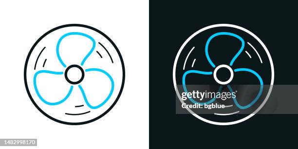 stockillustraties, clipart, cartoons en iconen met fan. bicolor line icon on black or white background - editable stroke - elektrische ventilator