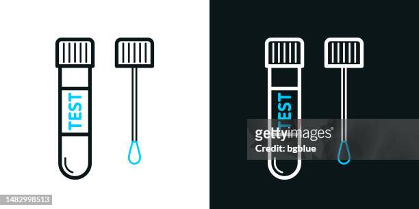 test tube with cotton swab. bicolor line icon on black or white background - editable stroke - cotton bud stock illustrations