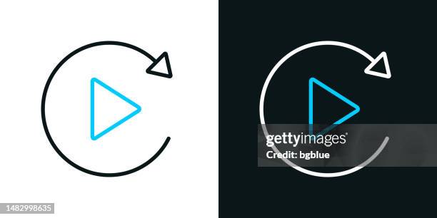 replay. bicolor line icon on black or white background - editable stroke - reset button stock illustrations