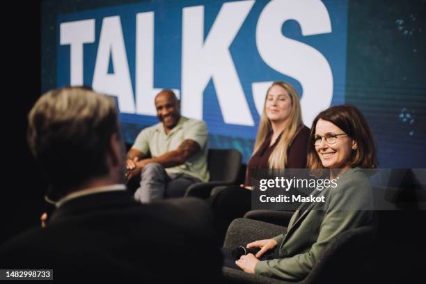 Panel Interview Stage Interview Set Stage Photos and Premium High Res Pictures - Getty Images