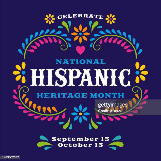 stockillustraties, clipart, cartoons en iconen met hispanic heritage month. vector web banner, poster, card for social media and networks. - mexican flower pattern