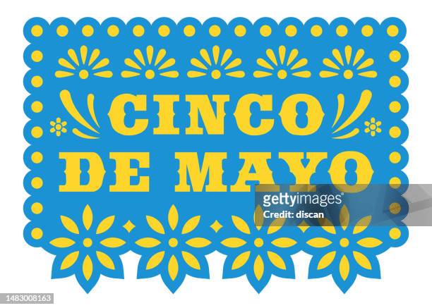 cinco de mayo. vector papel picado greeting card with floral and decorative elements. - papel stock illustrations