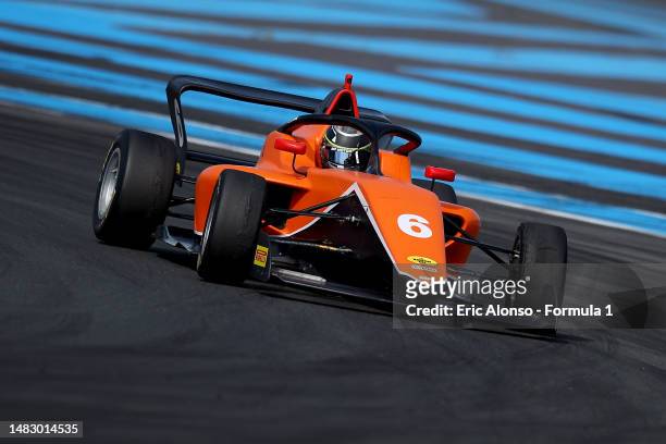 Amna Al Qubaisi of United Arab Emirates and MP Motorsport drives on track during F1 Academy Testing at Circuit Paul Ricard on April 18, 2023 in Le...