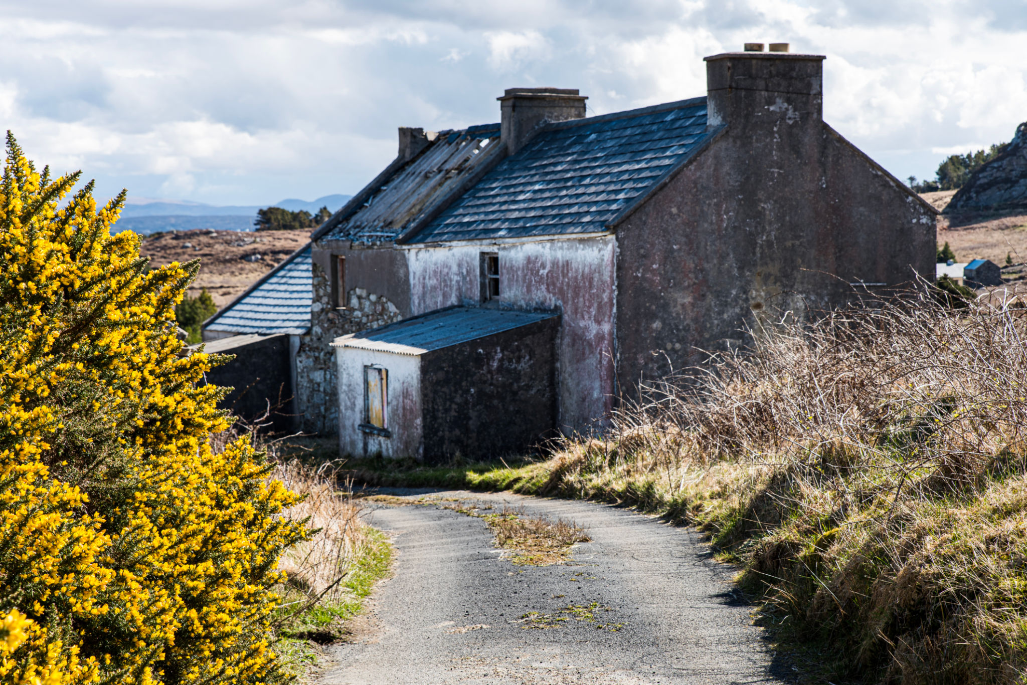Abandoned property or house on Arranmore island, Republic of Ireland County Donegal. Derelict or destitute home shows Irish rural depopulation problem - Arranmore island, County Donegal, Republic of Ireland Abandoned property or house on Arranmore island, Republic of Ireland County Donegal. Derelict or destitute home shows Irish rural depopulation problem - Arranmore island, County Donegal, Republic of Ireland