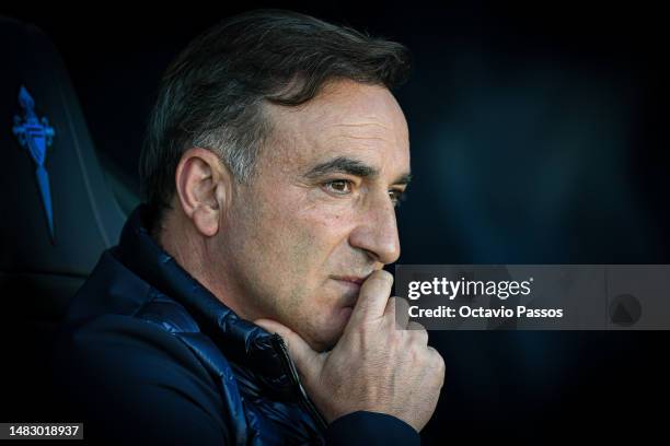 Head coach, Carlos Carvalhal of RC Celta looks on during the LaLiga Santander match between RC Celta and RCD Mallorca at Estadio Balaidos on April...