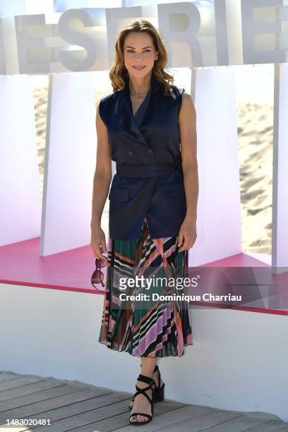 Melissa Theuriau poses for a photocall during the 6th Canneseries International Festival : Day Five on April 18, 2023 in Cannes, France.