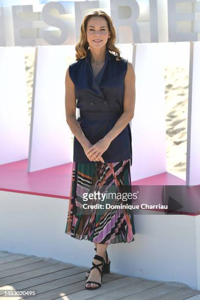 Melissa Theuriau poses for a photocall during the 6th Canneseries International Festival : Day Five on April 18, 2023 in Cannes, France.