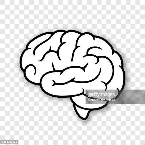 human brain icon on transparent background - brain stroke stock illustrations