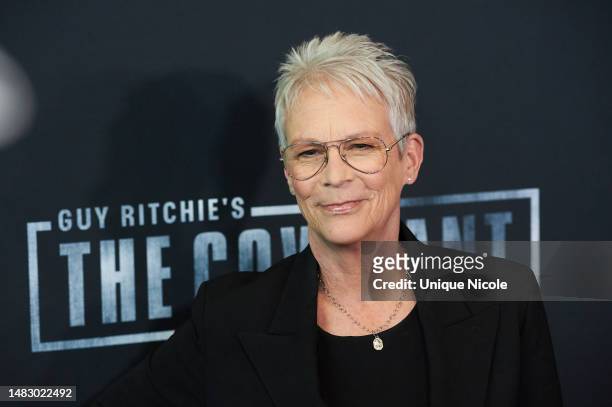 Jamie Lee Curtis attends the Los Angeles Premiere Of MGM's Guy Ritchie's "The Covenant" - Arrivals at Directors Guild Of America on April 17, 2023 in...