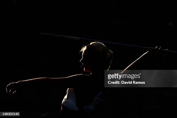 Georgia Ellenwood of Canada competes on the Women's Javaline Throw Heptathlon event on day four of the 14th IAAF World Junior Championships at Estadi...