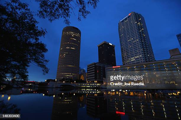 The city of Tampa downtown skyline is seen on July 11, 2012 in Tampa, Florida. The 2012 Republican National Convention opens at the Tampa Bay Times...