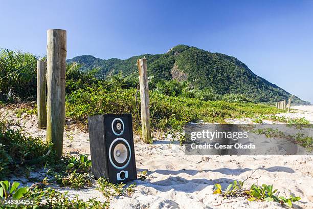 beach music - music speaker stock pictures, royalty-free photos & images