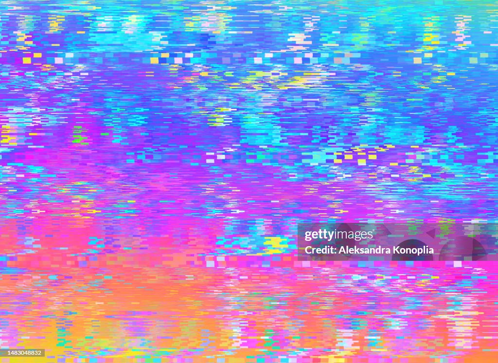 Motion Glitch interlaced pixelated Multicolored rainbow Distorted textured futuristic background