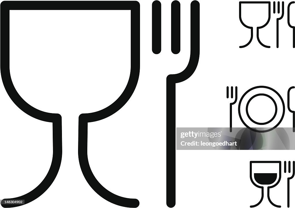 Food and drinks icon - wine glass fork