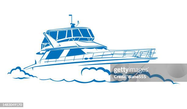 simple speedboat on a transparent background - speedboat stock illustrations