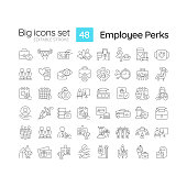 Employee perks linear icons set